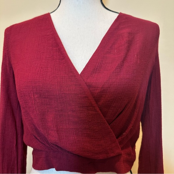 Silence + Noise Urban Ourfitters Maroon Red Wrap Crop Top Size XS - Picture 14 of 14